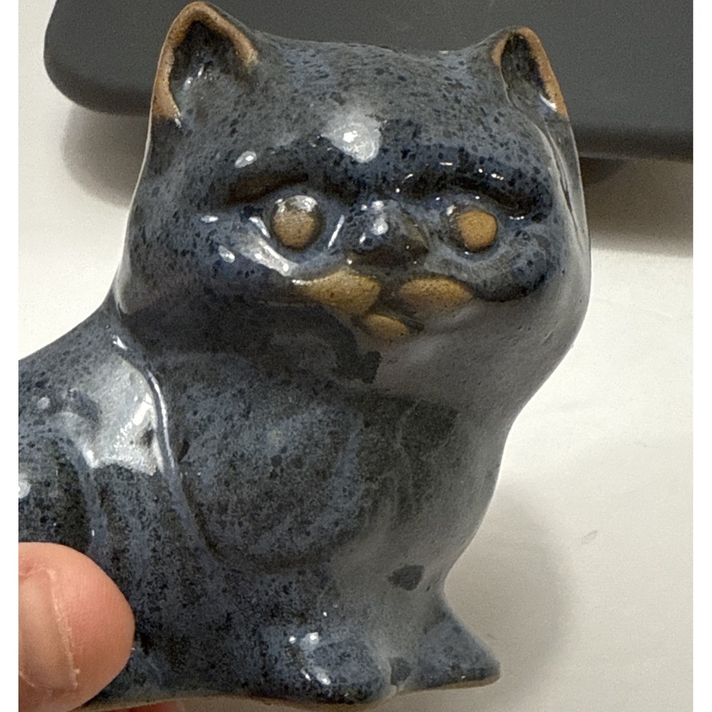 Ceramic Cat Shaped‎ Planter Garden Kitten Succulent Plant Container Blue & Brown